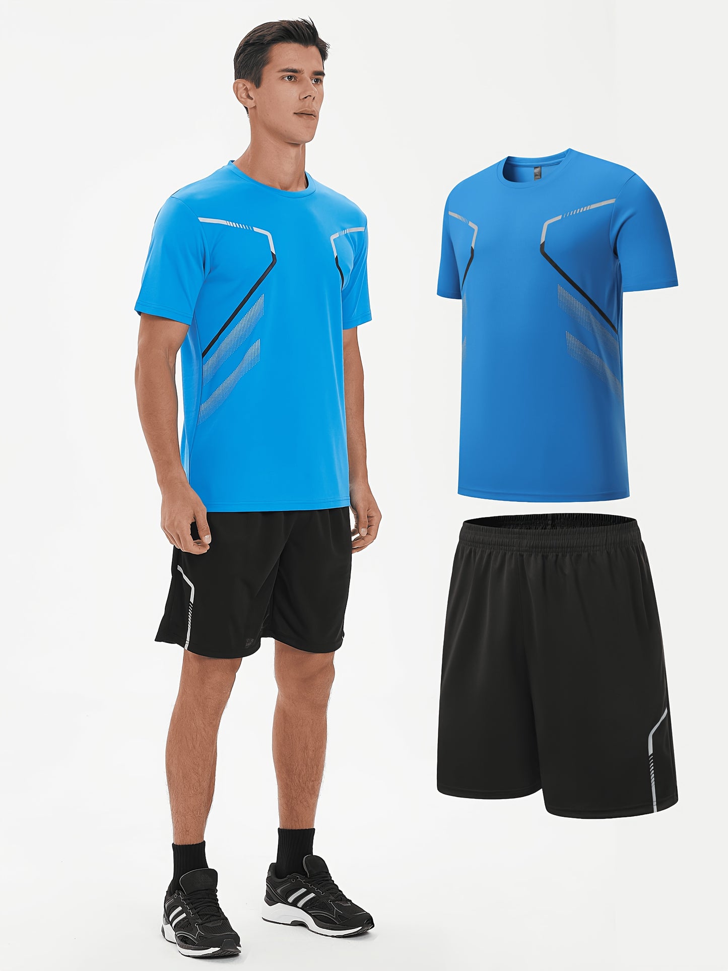 Men'S Lightweight Running Set - Breathable, Quick-Dry Athletic Wear with Zipper Pockets, Ideal for Outdoor Fitness & Training, Casual Sportswear|Casual Sportswear, Athletic Wear