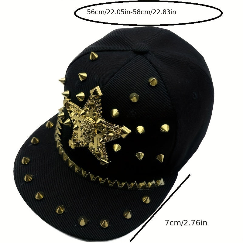 1pc Men'S Fashion Hip-Hop Street Dance Punk Baseball Cap, Lightweight Polyester, Non-Stretch Fabric, Street Style with Skull and Wings Design