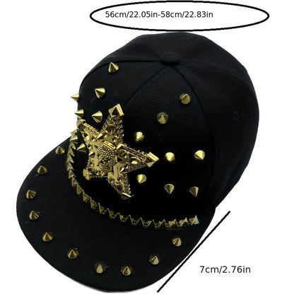 1pc Men'S Fashion Hip-Hop Street Dance Punk Baseball Cap, Lightweight Polyester, Non-Stretch Fabric, Street Style with Skull and Wings Design