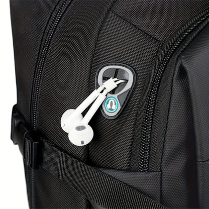 Men's Stylish Black Backpack - Multifunctional Business Laptop Bag with Adjustable Straps, Travel Compartments & Mesh Bottom for Daily Commute, Outdoor Adventures & Work, Business Backpack | Stylish Backpack | Secure Compartm