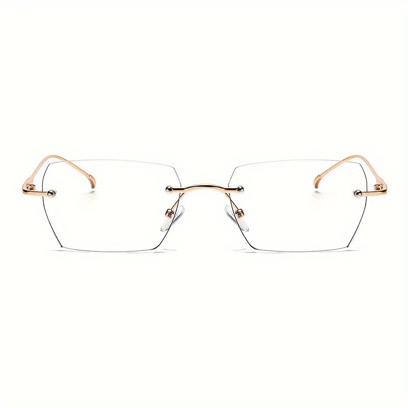 1pc Rimless Square Photochromic Glasses - Elegant & Lightweight, Color-Changing Lenses for Indoor/ Use, Ideal for Daily Wear, School, Business, & Special Occasions, Non-Prescription, Perfect Gift