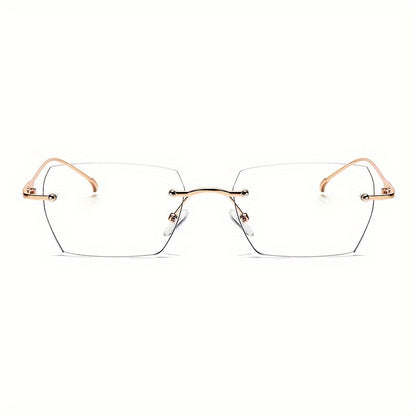 1pc Rimless Square Photochromic Glasses - Elegant & Lightweight, Color-Changing Lenses for Indoor/ Use, Ideal for Daily Wear, School, Business, & Special Occasions, Non-Prescription, Perfect Gift