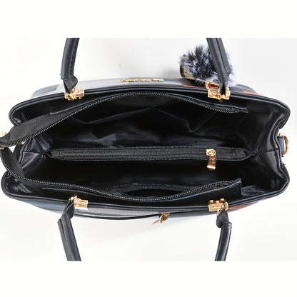 Elegant Women'S Crossbody Bag with Detachable Strap - Chic Geometric Pattern, Black Synthetic, Golden-Tone Hardware, Perfect for Casual or Formal Occasions, Versatile Handbag | Geometric Pattern Bag | Synthetic Bag, Purse Cro
