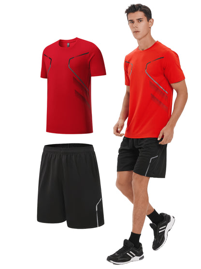 Men'S Lightweight Running Set - Breathable, Quick-Dry Athletic Wear with Zipper Pockets, Ideal for Outdoor Fitness & Training, Casual Sportswear|Casual Sportswear, Athletic Wear