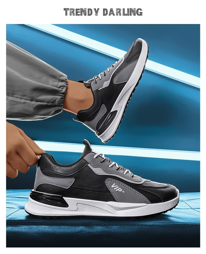 Men'S Casual Sneakers - Low Top, Lace-Up, All-Season Athletic Shoes with "VIP" Patch, White & Gray, Stylish Running & Hiking Boots, Casual Footwear | Modern Casual Sneakers | Durable Footwear
