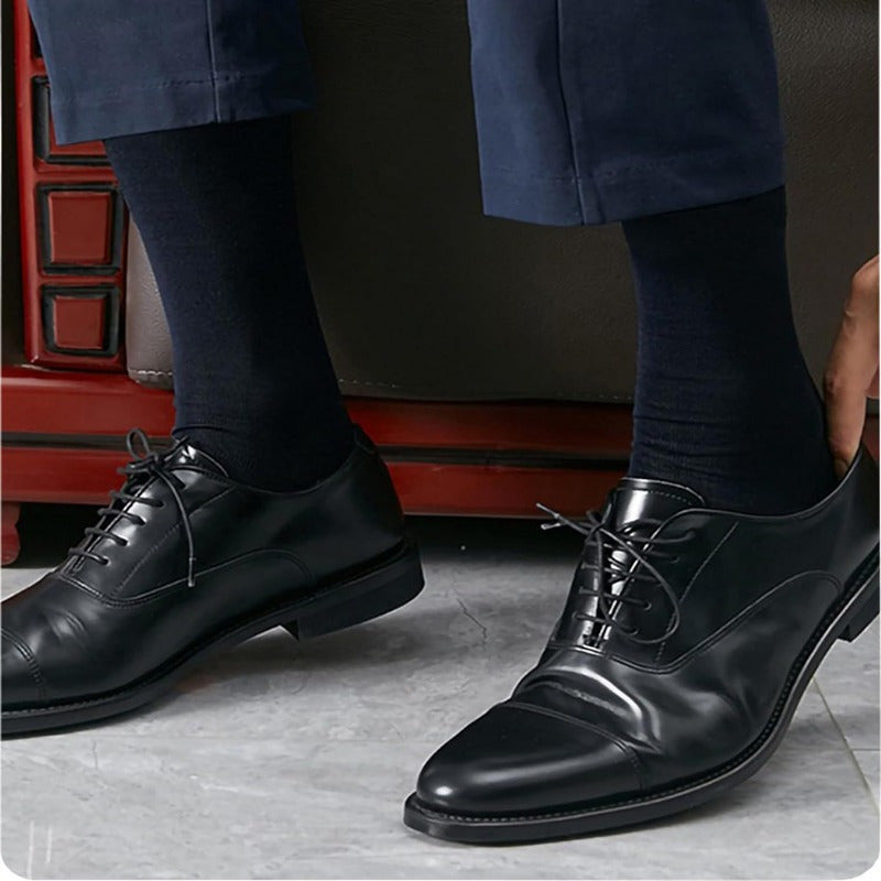 10 Pairs Men's Classic Dress Socks - Lightweight Breathable Office Business Casual Crew Socks, Solid Black, Machine Washable Comfort Fit, Smooth Texture