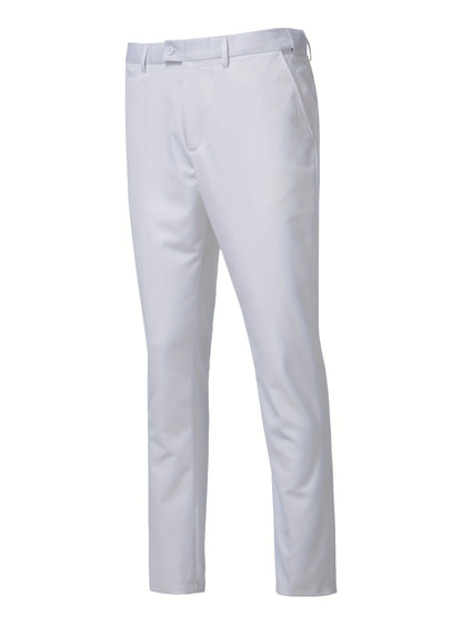 SAILIINY Men'S Solid Color Polyester Viscose Blend Dress Pants, Regular Fit All-Season Party Suit Trousers with Pockets, 80% Polyester 20% Viscose, 240g/m² Woven Fabric, 100% Polyester Lining, for Mature Occasions