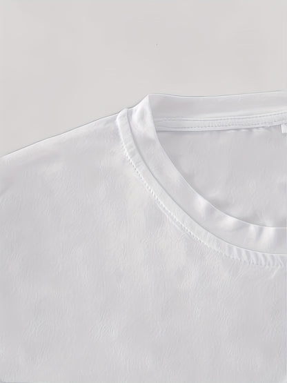 Men's Casual Graphic T-Shirt - Soft Polyester Blend, Crew Neck, Short Sleeve, Summer Style with Unique Moon and Figures Print, Lightweight and Comfortable for Casual Attire, Everyday Tshirt | Artistic Design Shirt | Lightweig