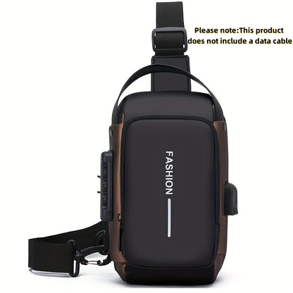 Men'S Crossbody Bag with Password Lock, Anti-Theft Chest Bag, Trendy Casual Sports Shoulder Bag, Large Capacity Crossbody Men'S Bag, Daily Commuting Shoulder Bag