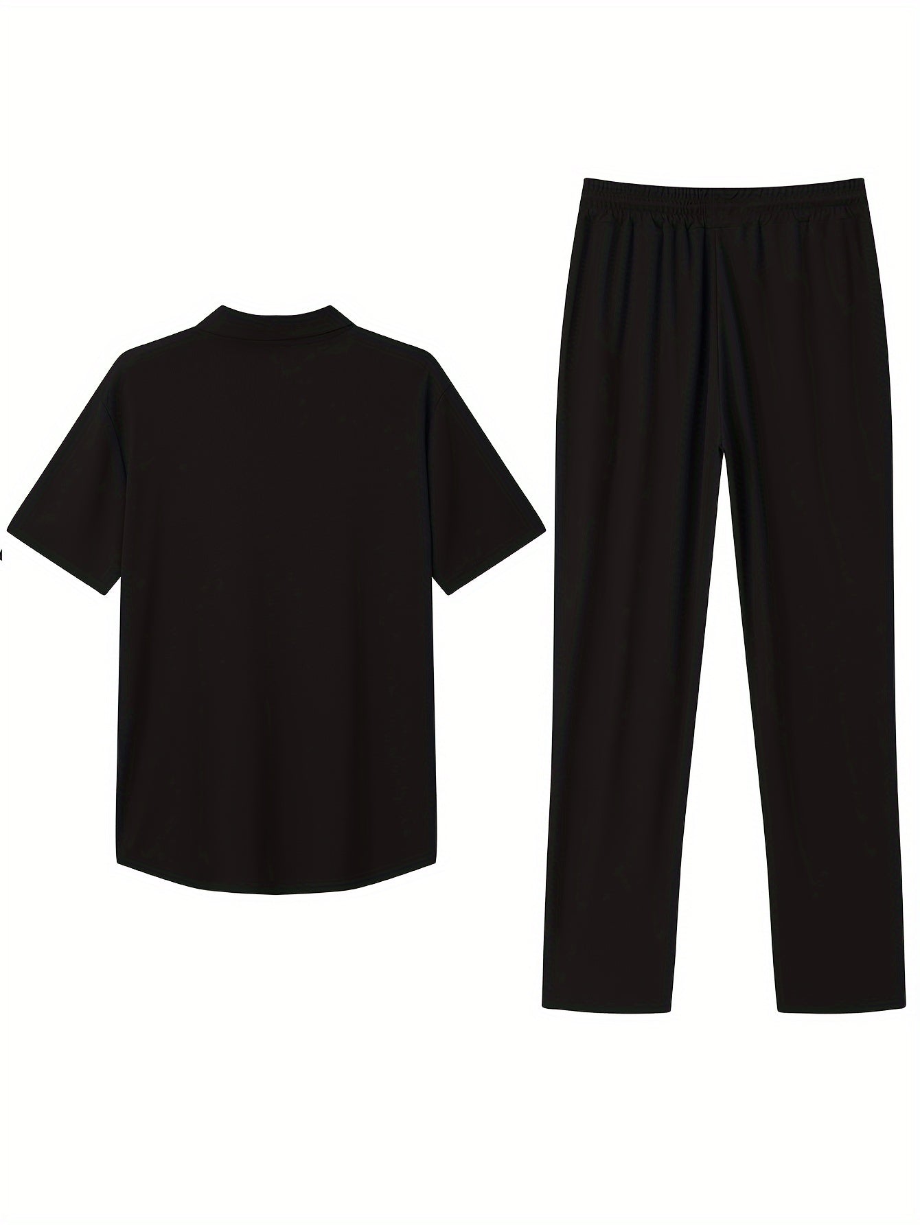 Men's Slim-Fit Casual & Joggers Set - Breathable Polyester, Short Sleeve, Summer Outdoor Wear