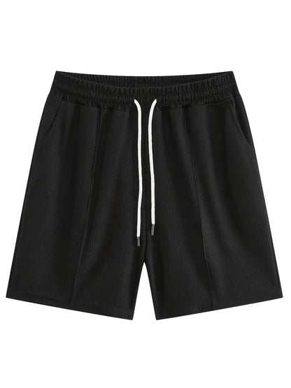European and American Style Men's Basic Solid Color Set Round Neck Short Sleeve T-Shirt + Shorts Two-Piece Suit
