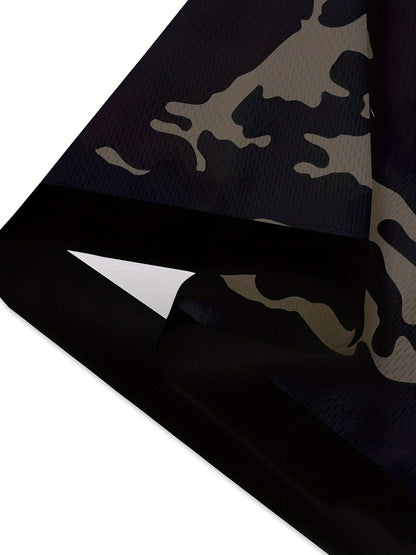 Men'S Camo Print T-Shirt - Short Sleeve, Regular Fit, Casual Style with Skull & Floral Design, Black with Brown/Beige Camouflage Pattern, Perfect for Casual Attire, Everyday Tshirt | Camo Print Tee | Stretchable Fabric