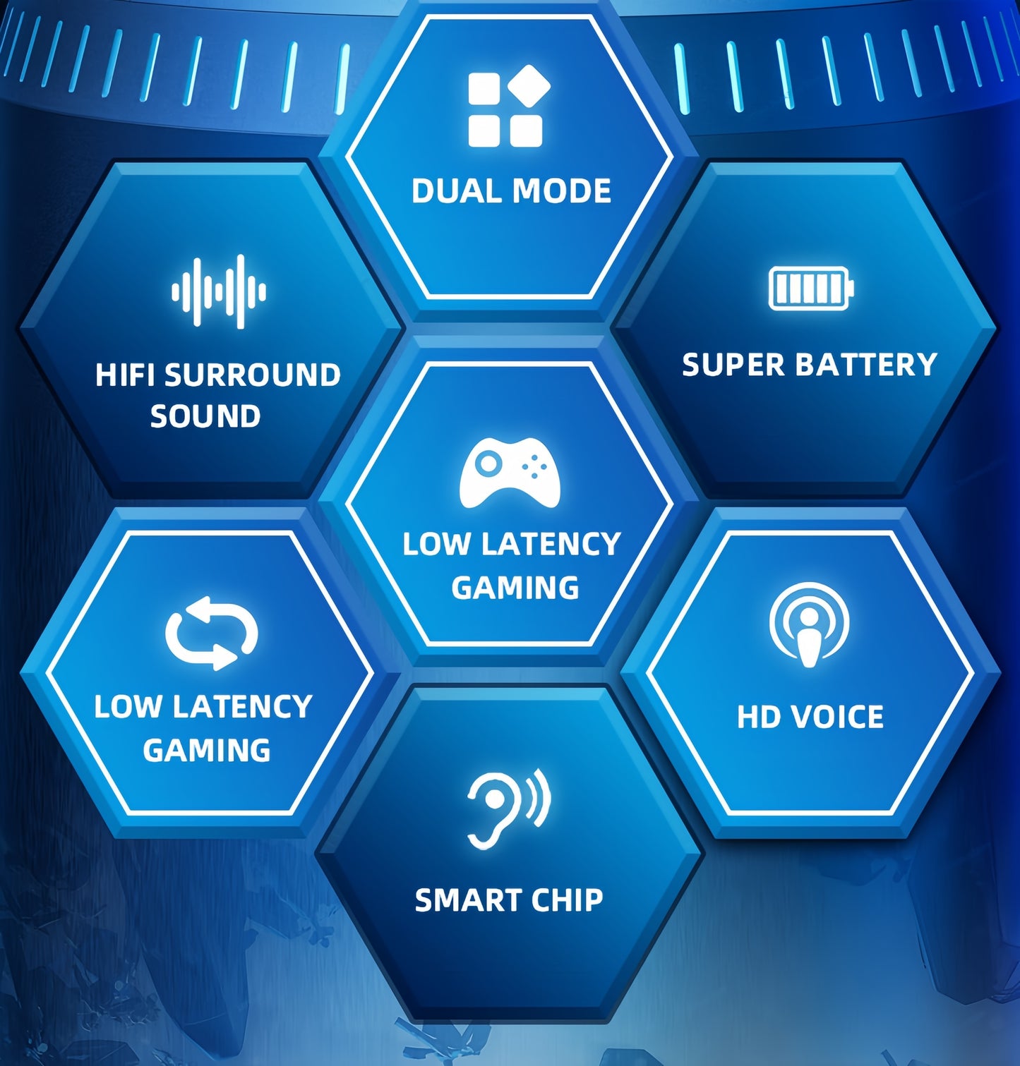 for Lenovo GM2 PRO Ergonomic Earbuds - Superior Audio Quality, Wireless Charging Case, Touch Control, USB-C, Black with Blue Lightning Design, Ideal for Gaming & Video Content, Gaming Headset | Stylish Earbuds | Wireless Char