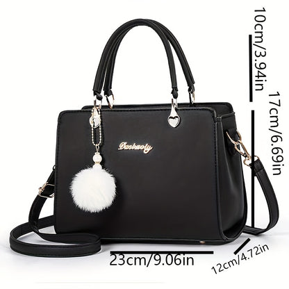 Elegant Black Tote Bag for Women - Large Capacity, Versatile with Detachable Strap, Smooth Finish, Perfect for Work & Casual Outings