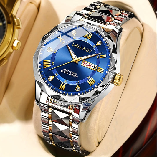 Handsome Personality 1pc Men's Quartz Watch Set - with Calendar Function, Round Dial, Fashion trend, The First Choice for Men's Gifts