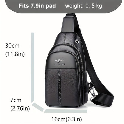 Men's Chest Bag Crossbody Shoulder Bag Small Fanny Pack Fashion Casual PU Leather Men's Satchel