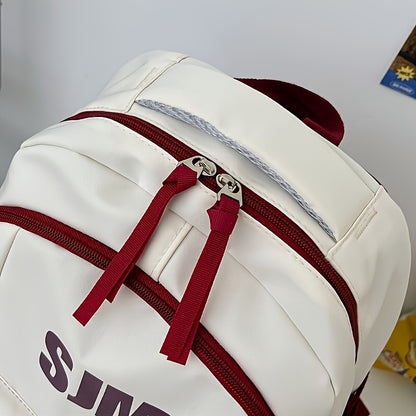 Stylish Unisex Nylon Backpack - Durable Casual Travel & School Bag with Adjustable Straps, White & Blue Design, Lightweight and Spacious for Everyday Use, School Backpack | Contrast Strap Design | Polyester Lined, Travel Back