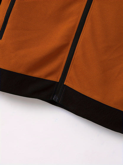 Men's Sporty Color Block Zip-Up Jacket & Joggers Set - Polyester Blend, Perfect for Spring/Fall