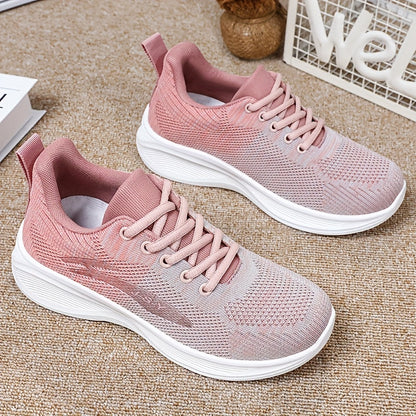 Breathable Mesh Casual Sneakers for Women - Lightweight Low-Top Lace-Up Shoes with Flexible PVC Sole, Neutral Beige, Perfect for Everyday Spring Wear, Breathable Athletics | Mesh Sneakers | Comfortable Fit