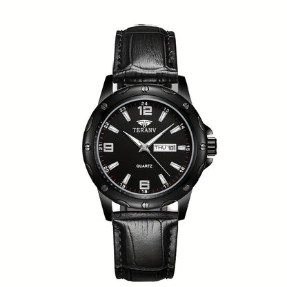 Elegant Men's Stainless Steel Quartz Watch - IPX7 High Quality, Luminous Hands, Date & Day Display, Business Casual Sporty Design for Everyday & Water Activities, Versatile Wristwatch, Sleek Strap Design, Glowing Markers