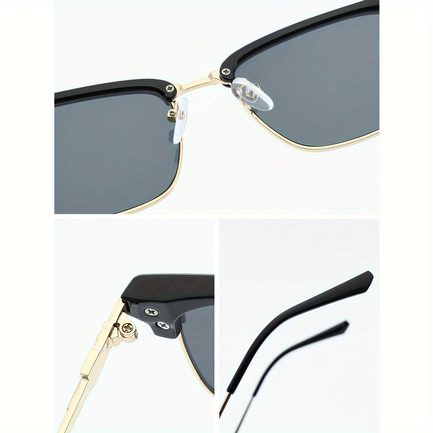 1pc Men's fashionable classic semi frameless box fashion glasses