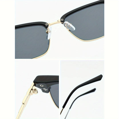 1pc Men's fashionable classic semi frameless box fashion glasses