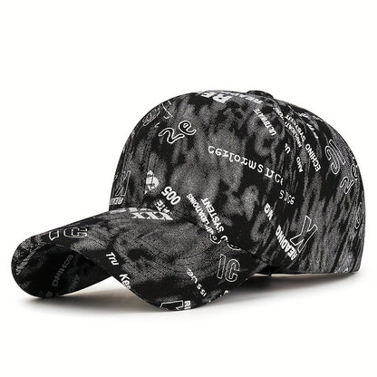 Graffiti Floral Fabric Baseball Cap for Both Men And Women, a Trendy Streetwear Sunshade Hat.