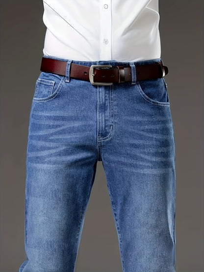 New Autumn Lightweight Business Casual Men'S Jeans, Stylish Slim-Fit Long Pants with Elastic Fabric.