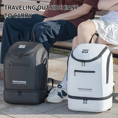TRAVEL SEASON Large Capacity Sports Backpack - Durable Polyester, Wet/Dry Separation, Multi-Compartment Gym Tote Bag for Men and Women, Travel Backpack