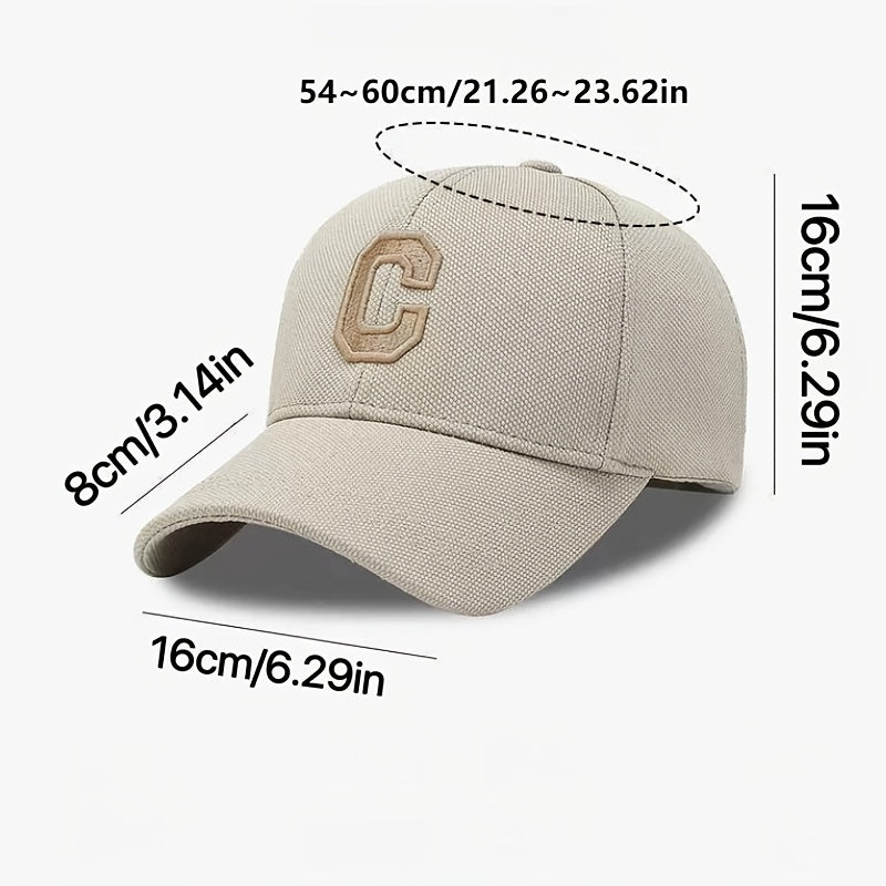 3pcs Unisex Baseball Caps with Embroidered 'C' Logo - Adjustable Snapback,, Breathable Mesh Back for Outdoor Sports, Travel & Valentine's Day (Black/Beige/White), Baseball Hat, Casual Headwear, Stylish Headgear, Sleek Cap Des
