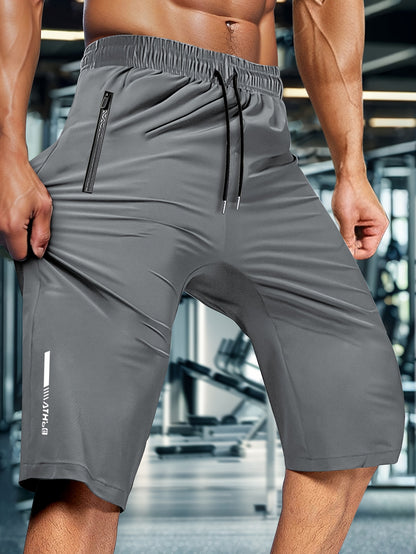 Men'S Summer Capri Pants Made from Highly Elastic Fabric, Featuring a Stylish Drawstring Elastic Waistband And Zip Pockets, Suitable for Casual Sports, Outdoor Activities, And Everyday Wear.