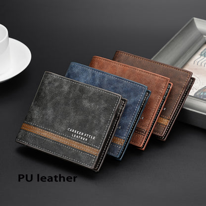 1pc Men's Short Wallet, Fashion Horizontal Multi-card Slots Zipper Coin Purse