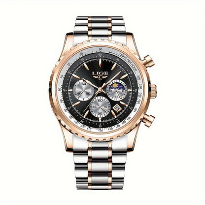 LIGE Top Brand Luxury New Quartz Watch for Women, Luminous Fashion Timepiece for Ladies, Date Chronograph Sports Wristwatch, Men'S Watch