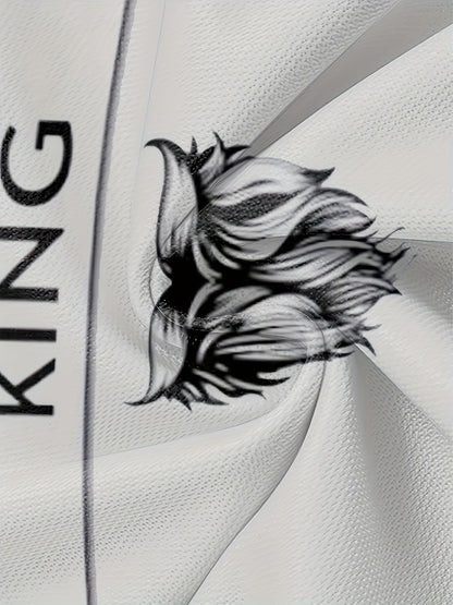 Men'S Casual Short Sleeve T-Shirt - Breathable Summer Tee with Crown & Wings Graphic, Regular Fit Round Neck, Lightweight Comfort for Casual Attire, Comfortable Clothing | Stylish Casualwear | Breathable Fabric