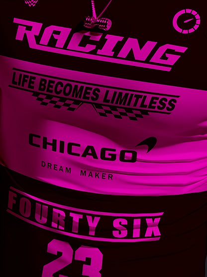 Men'S Racing Graphic T-Shirt - Bold Neon Green & Black Racing Car Design, Lightweight Breathable Fabric for Motorsport Events, Casual Streetwear - Chicago Dream Maker Inspired Casual Attire, Racing Jersey, Event Apparel, Spor