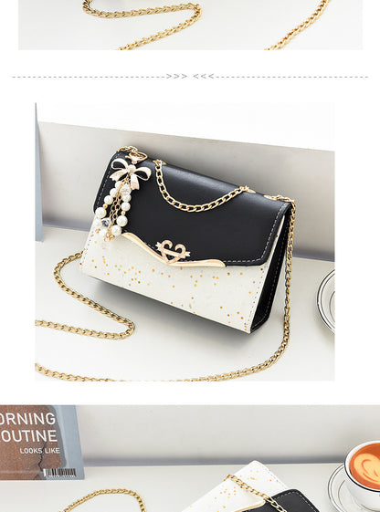 Fashionable New Women'S Shoulder Bag. This One Is a Crossbody Bag with Six Color Options to Choose From. It Is Fashionable Bohemian Beige PU Crossbody Bag with Tassel Charm - City Style Flip-Top Shoulder Bag with Metal Chain
