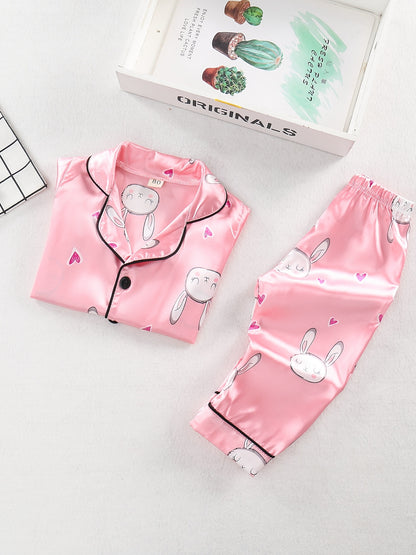 Children's Spring/Summer Cartoon Pink Rabbit Fashion Long Sleeve Suit