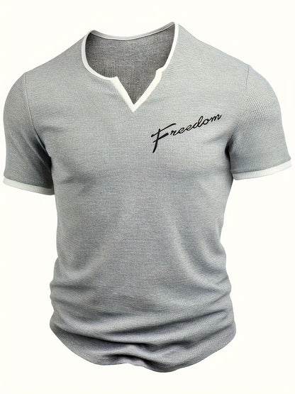 Pearson OBM Casual Stylish Waffle Outdoor Print T-Shirt, Men'S Short-Sleeve Y-Neck T-Shirt.