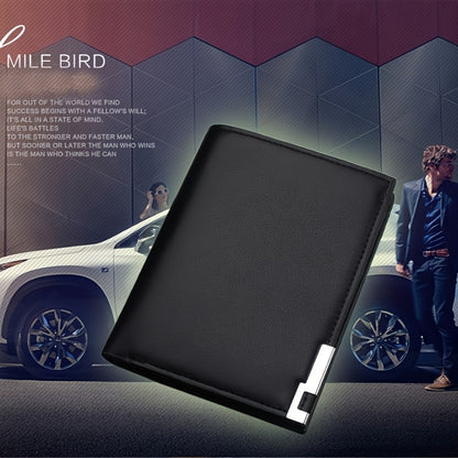 Men's Slim Faux Leather Wallet with Iron Edge - Trendy Korean Style, Black & Brown, Compact Design with Card Slots, Photo Holder & Large Banknote Compartment, Perfect for Everyday Use, Cardholder | Modern Look | Metallic Trim