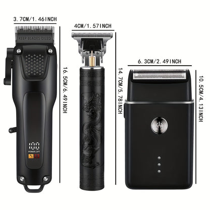 Men's Hair Clipper Set, Digital Display Rechargeable Hairdresser with USB Port, ABS Body, Professional Haircutting Kit, Bathroom Supplies Bathroom Haircutting Tool Set Shaving Razor Set Ideal Gift for Fathers, Holiday Gift