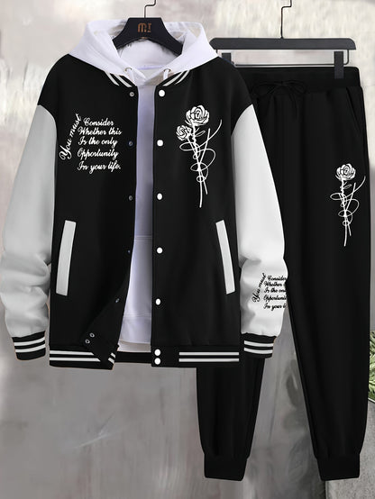 Men's Casual Sports Jacket Rose Baseball Suit - Xingfan OBM
