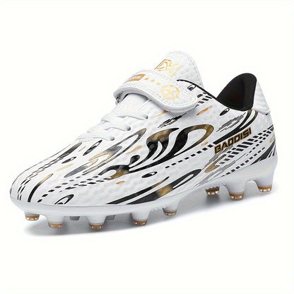 Boys' and Girls' Black and Blue Soccer Cleats with "BAGGIES" Logo - Lightweight, Breathable, Round Toe, Easy Closure, Rubber Base for Outdoor Football, Soccer Boots|Stylish Soccer Shoes|Easy Closure
