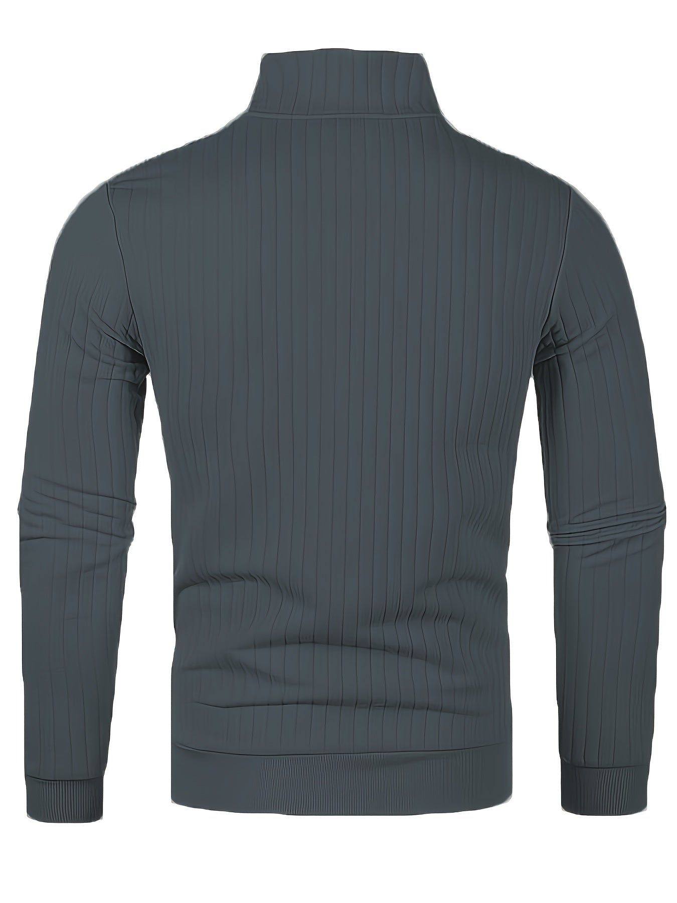 Men'S Casual Polyester Sweater, Solid Color, High Neck Quarter Zip, Long-Sleeved Pullover, Regular Fit, 100% Polyester Knit Fabric, 230g/m² - Fall/Winter Essential