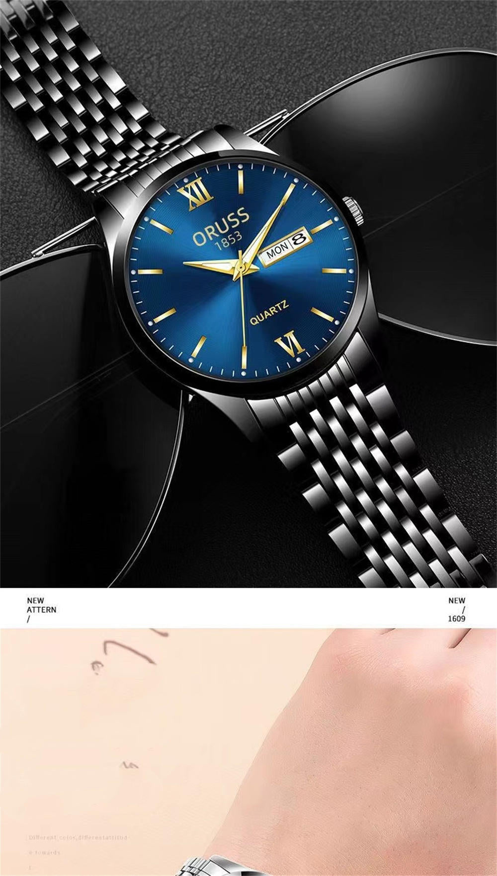 Men's watch calendar high-grade handsome fashion new trend steel watch jazz gentleman all Men's watch