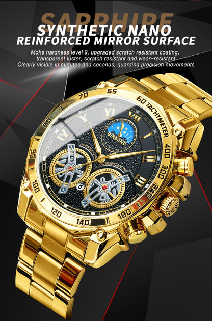 Double Tourbillon Watch Men's Hollow Mechanical Watch Multifunctional Fashion Luminous Wristwatch