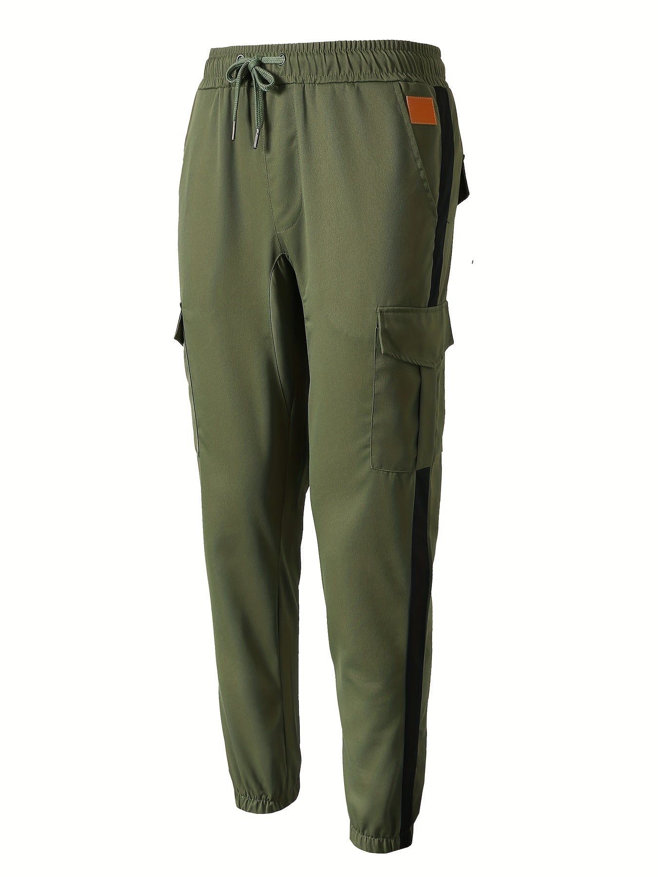 Men's Striped Track Pants With Multi Pockets, Active Drawstring Joggers For Outdoor Activities Gift