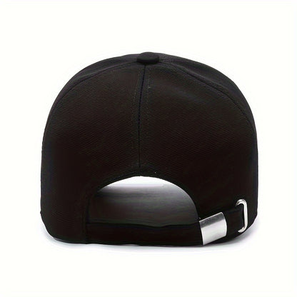 "R" Embroidered Baseball Cap - Sleek Black Dad Hat with Curved Brim, Comfortable & Breathable, Ideal for Outdoor Activities, One Size Fits All