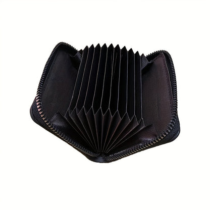 1pc Men's Anti-theft Accordion Card Holder, Multi-functional Zipper Small Wallet, Suitable For Office Workers