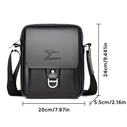 Men's Microfiber Leather Shoulder Bag Basic Style with Buckle for Daily Commute - Adjustable Strap No-Print Messenger Bag - Business Casual Crossbody Bag