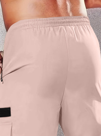 1pc Men'S Fashion Casual Cargo Pants, Solid Color Polyester Non-Stretch Fabric, All-Season Regular Fit with Multiple Pockets, Woven Straight-Leg Trousers for Sports and Leisure